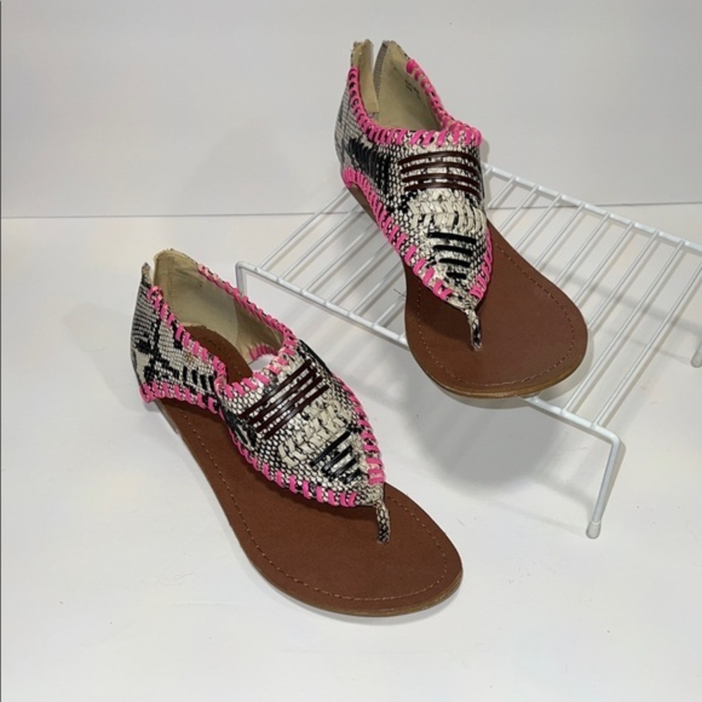 Shoe Dazzle Women's Sandals with Pink and Brown Accents
